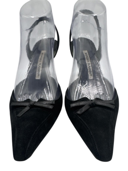 Manolo Blahnik Shoe Size 39 Black Suede leather Pointed Toe Bow Detail Pumps Black / 39