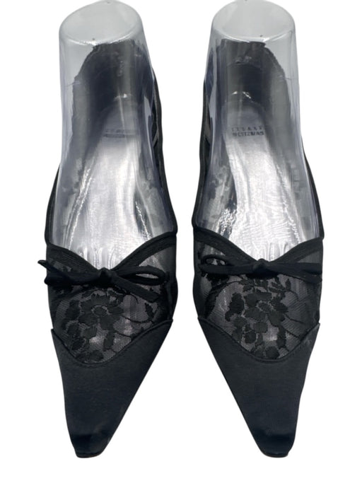 Stuart Weitzman Shoe Size est 9 Black Leather & Textile Pointed Toe Pumps Black / est 9