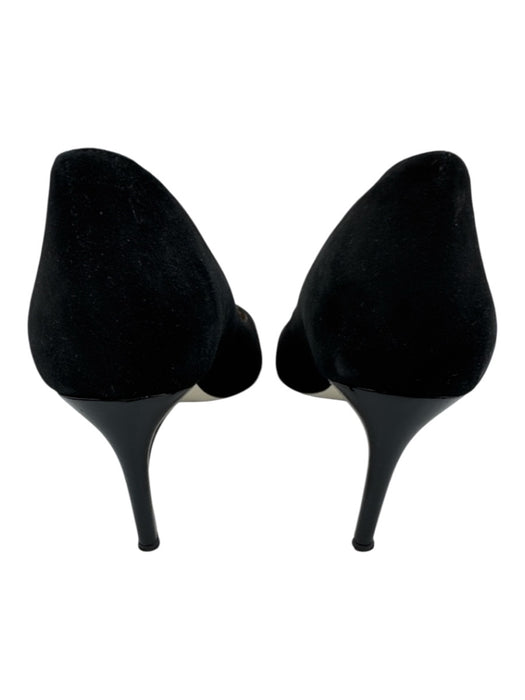 Ron White Shoe Size 39.5 Black Suede leather Pointed Toe Patent Accent Pumps Black / 39.5
