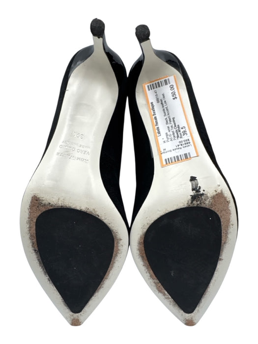 Ron White Shoe Size 39.5 Black Suede leather Pointed Toe Patent Accent Pumps Black / 39.5