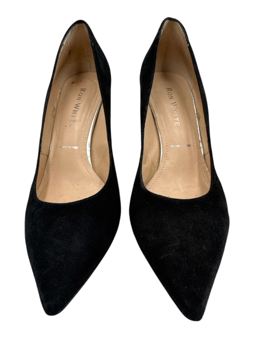 Ron White Shoe Size 39.5 Black Suede leather Pointed Toe Patent Accent Pumps Black / 39.5