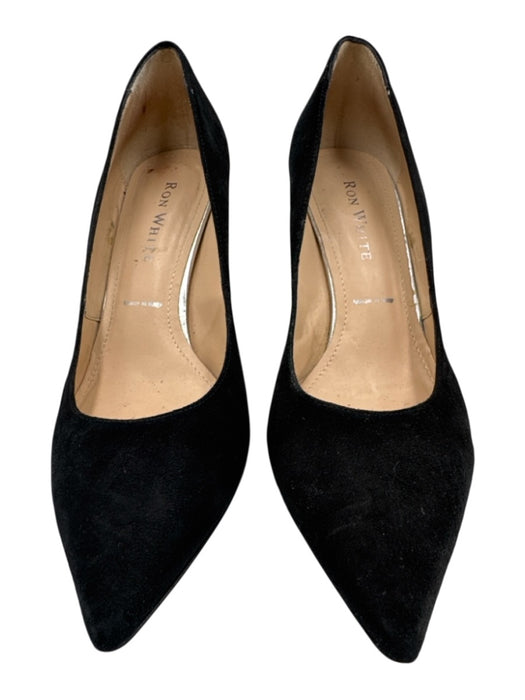Ron White Shoe Size 39.5 Black Suede leather Pointed Toe Patent Accent Pumps Black / 39.5