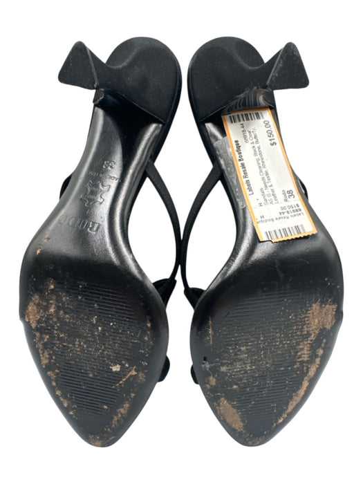 Rodo Shoe Size 38 Black & Clear Leather & Textile Rhinestone Butterfly Sandals Black & Clear / 38