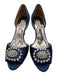 Badgley Mischka Shoe Size 8.5 Navy Blue Leather & Textile Satin Crystal Pumps Navy Blue / 8.5
