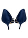 Badgley Mischka Shoe Size 8.5 Navy Blue Leather & Textile Satin Crystal Pumps Navy Blue / 8.5