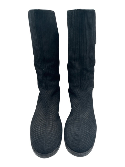 Jimmy Choo Shoe Size 38.5 Black Suede leather Round Toe Ribbed Mid Calf Boots Black / 38.5