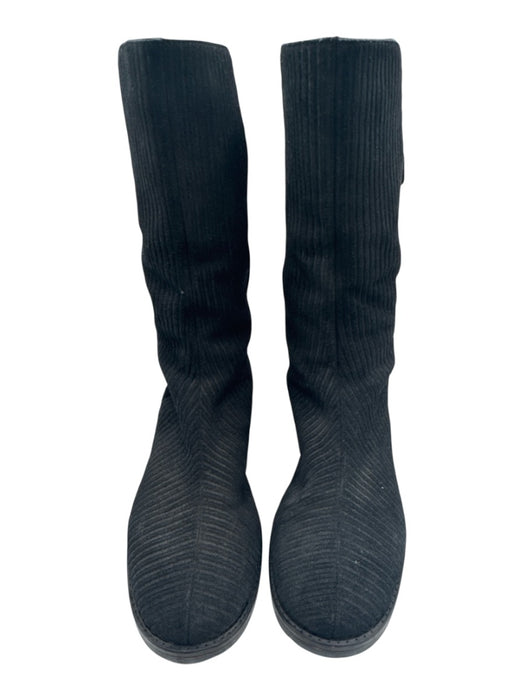 Jimmy Choo Shoe Size 38.5 Black Suede leather Round Toe Ribbed Mid Calf Boots Black / 38.5