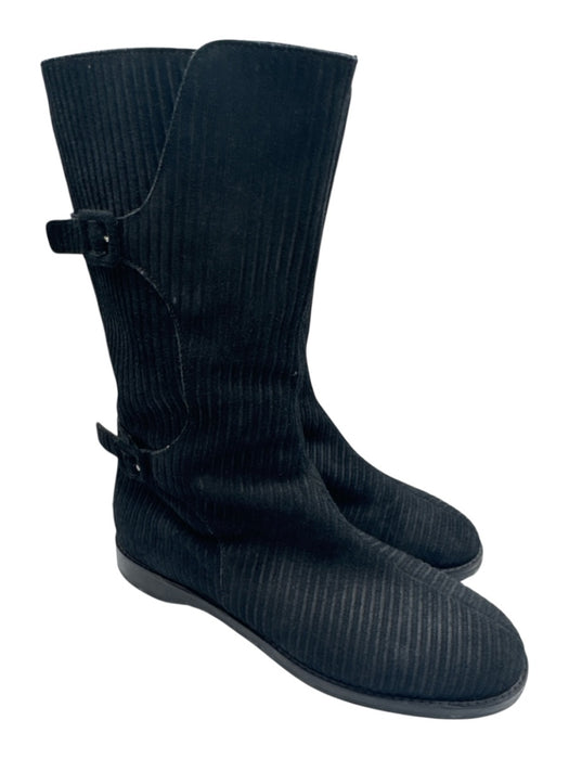 Jimmy Choo Shoe Size 38.5 Black Suede leather Round Toe Ribbed Mid Calf Boots Black / 38.5