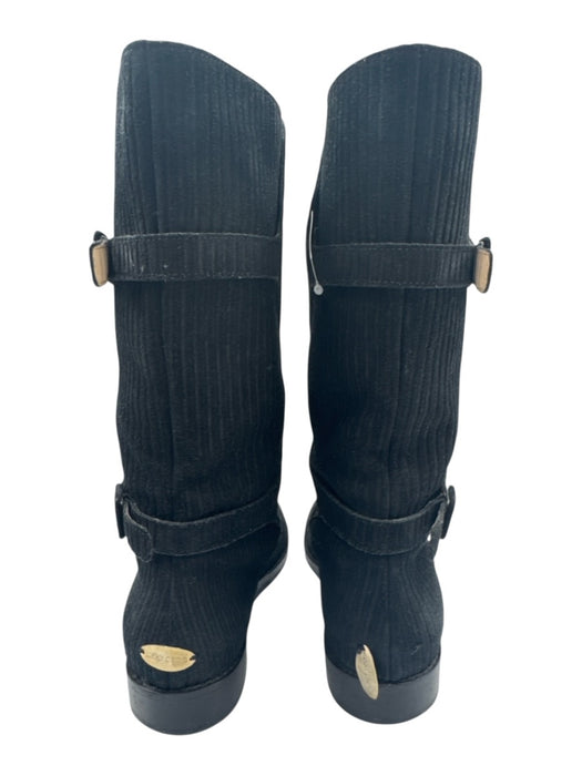 Jimmy Choo Shoe Size 38.5 Black Suede leather Round Toe Ribbed Mid Calf Boots Black / 38.5