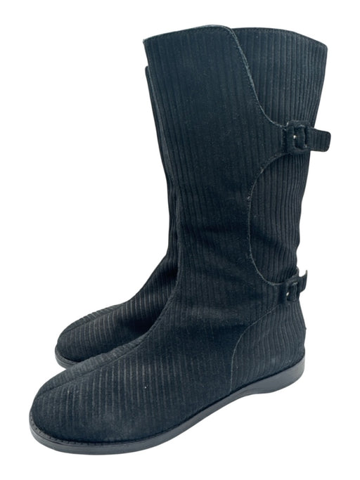 Jimmy Choo Shoe Size 38.5 Black Suede leather Round Toe Ribbed Mid Calf Boots Black / 38.5