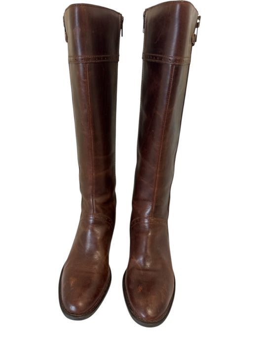 Born Shoe Size 8.5 Brown Leather Upper Side Zip Perforated Buckle Boots Brown / 8.5