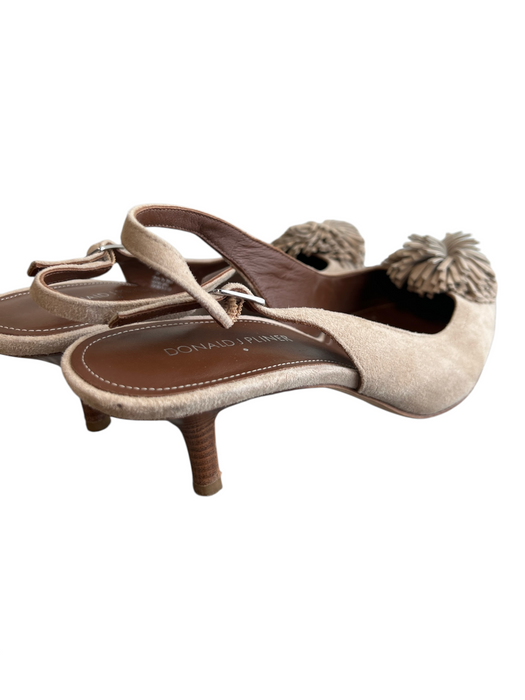 Donald J Pliner Shoe Size 9 Beige Suede Pointed Toe Slingback Mid Heel Shoes Beige / 9