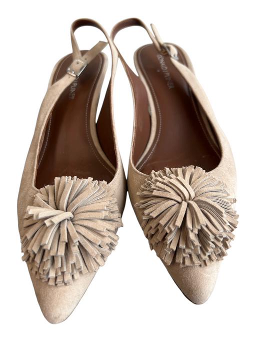 Donald J Pliner Shoe Size 9 Beige Suede Pointed Toe Slingback Mid Heel Shoes Beige / 9