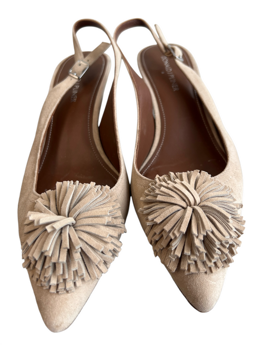 Donald J Pliner Shoe Size 9 Beige Suede Pointed Toe Slingback Mid Heel Shoes Beige / 9