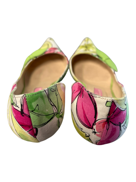 Bluemarine Shoe Size 38.5 Pink, Green & Yellow Fabric Mid Heel Pointed Toe Shoes Pink, Green & Yellow / 38.5