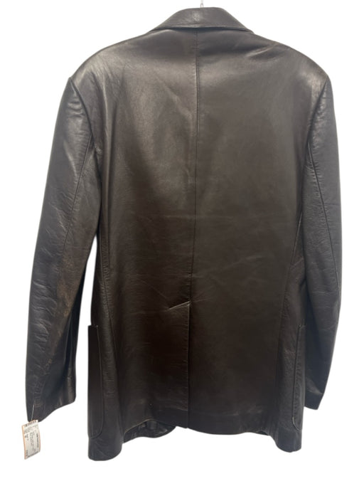 Beged - Or Size 50 Dark Brown Leather Solid 2 Button Blazer Men's Jacket Dark Brown / 50