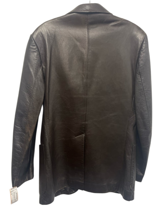 Beged - Or Size 50 Dark Brown Leather Solid 2 Button Blazer Men's Jacket Dark Brown / 50