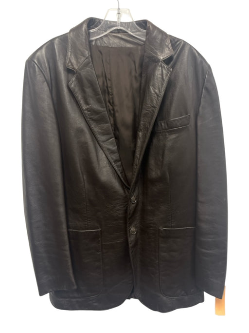 Beged - Or Size 50 Dark Brown Leather Solid 2 Button Blazer Men's Jacket Dark Brown / 50