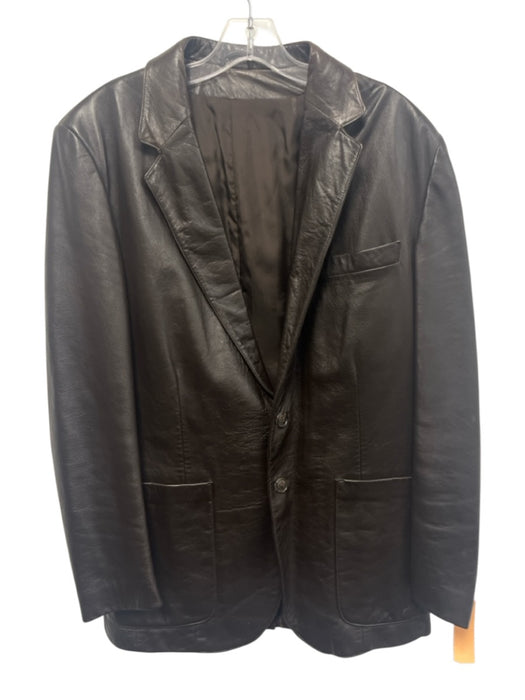 Beged - Or Size 50 Dark Brown Leather Solid 2 Button Blazer Men's Jacket Dark Brown / 50