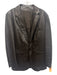 Beged - Or Size 50 Dark Brown Leather Solid 2 Button Blazer Men's Jacket Dark Brown / 50