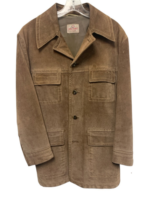 Zachary AS IS Size Est 40 Beige Leather Solid Button Up Men's Jacket Beige / Est 40