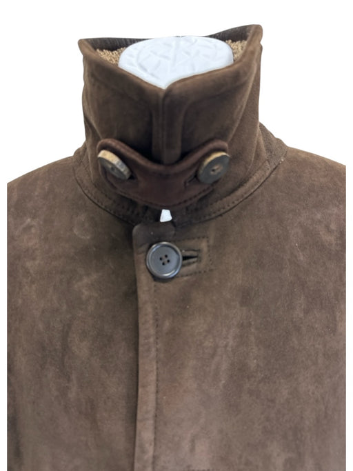 Zegna Size 50 Brown Leather Solid Shearling Men's Jacket Brown / 50