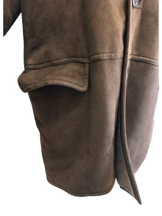 Zegna Size 50 Brown Leather Solid Shearling Men's Jacket Brown / 50