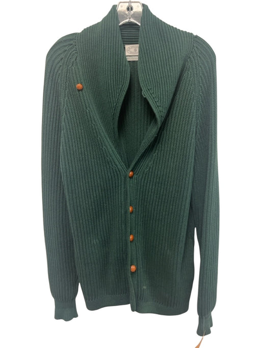 H Stockton Size M Green Cotton Ribbed Cardigan Men's Sweater Green / M