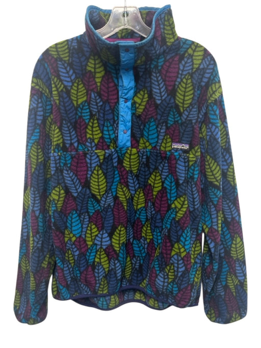 Patagonia Size Est M Blue & Purple Synthetic Floral Quarter Button Men's Jacket Blue & Purple / Est M