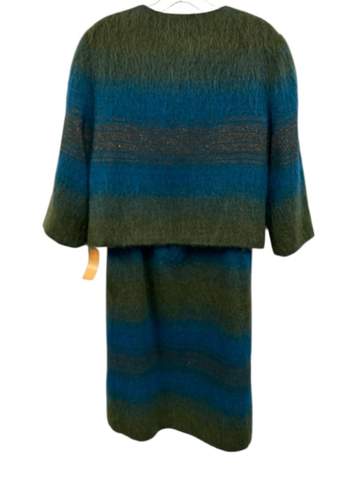 Renato Nucci Blue & Green Wool & Mohair Sleeveless Ombre Brushed Jacket Set Blue & Green / 40/42