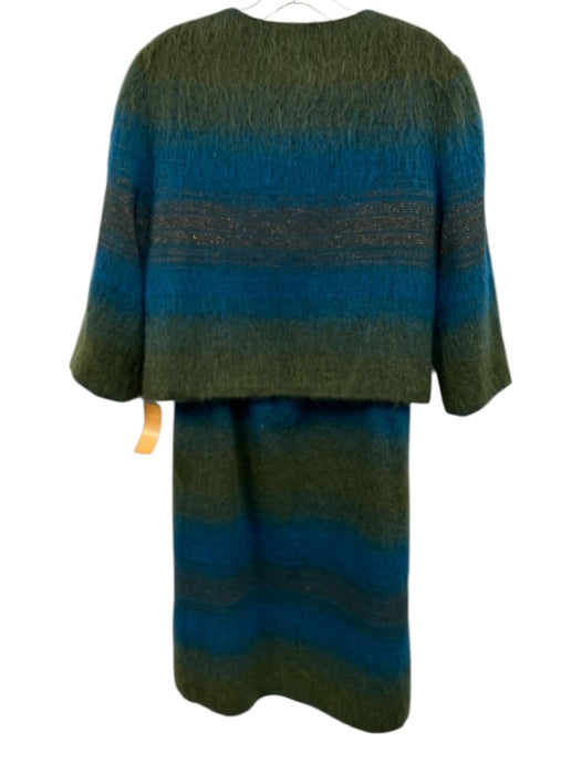Renato Nucci Blue & Green Wool & Mohair Sleeveless Ombre Brushed Jacket Set Blue & Green / 40/42
