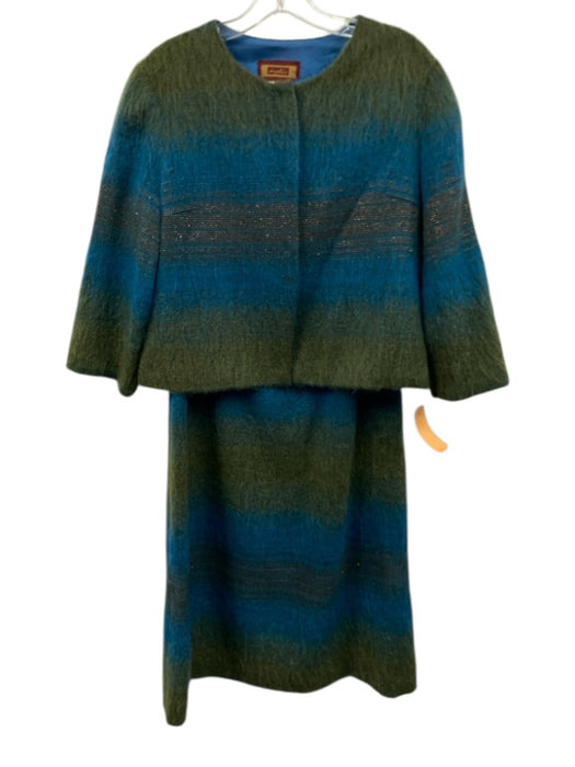 Renato Nucci Blue & Green Wool & Mohair Sleeveless Ombre Brushed Jacket Set Blue & Green / 40/42
