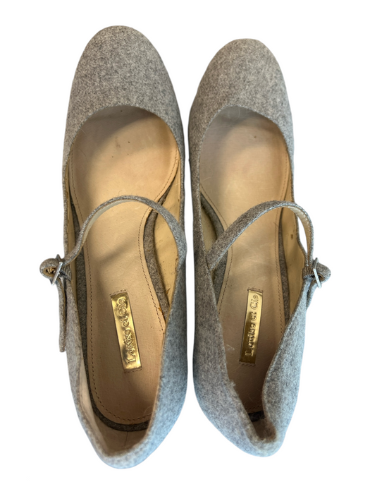 Louise et Cie Shoe Size 11 Gray Fabric Almond Toe Block Heel Mary Jane Shoes Gray / 11