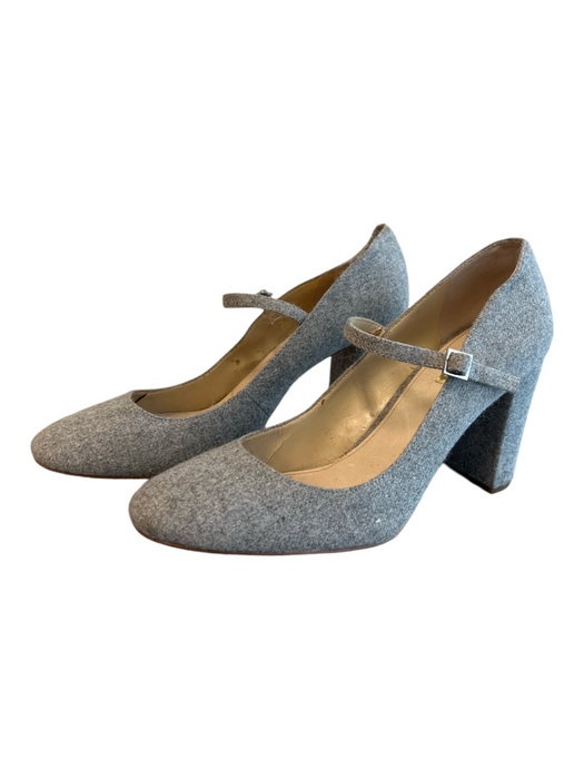 Louise et Cie Shoe Size 11 Gray Fabric Almond Toe Block Heel Mary Jane Shoes Gray / 11