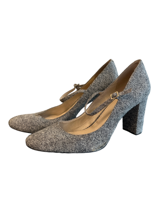 Louise et Cie Shoe Size 12 Gray Fabric Almond Toe Block Heel Mary Jane Shoes Gray / 12
