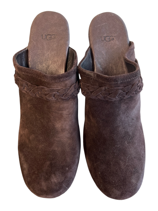 Ugg Shoe Size 11 Brown Leather Suede Round Toe Open Back Clog Shoes Brown / 11