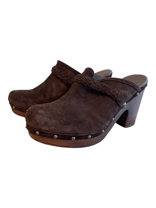 Ugg Shoe Size 11 Brown Leather Suede Round Toe Open Back Clog Shoes Brown / 11