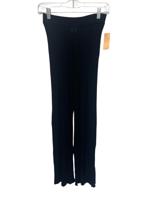 Dissh Size XS Black Viscose Blend Elastic Waistband Knit Ribbed Wide Leg Pants Black / XS