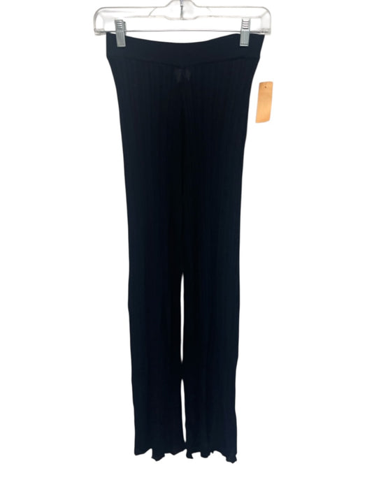 Dissh Size XS Black Viscose Blend Elastic Waistband Knit Ribbed Wide Leg Pants Black / XS
