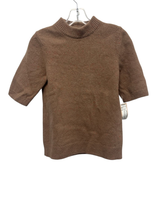 COS Size XS Brown & Red Wool Blend Knit Short Sleeve Ribbed Hem Sweater Brown & Red / XS