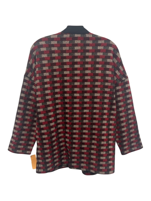 Billy Reid Size S Black, Red & Beige Wool Blend Geometric Button Front Sweater Black, Red & Beige / S