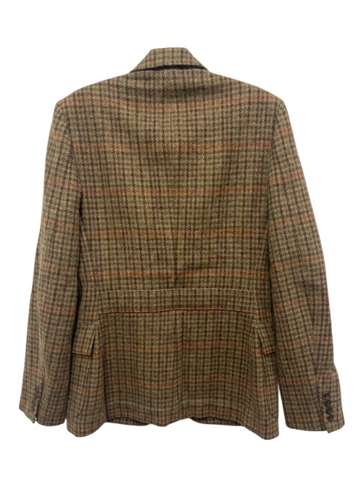 Ralph Lauren Blue Size 6 Brown & Multi Wool Houndstooth Flap Pocket Jacket Brown & Multi / 6