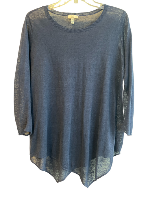 Joie Size XS Navy Linen Boat Neck Long Sleeve Semi Sheer Knit Top Navy / XS