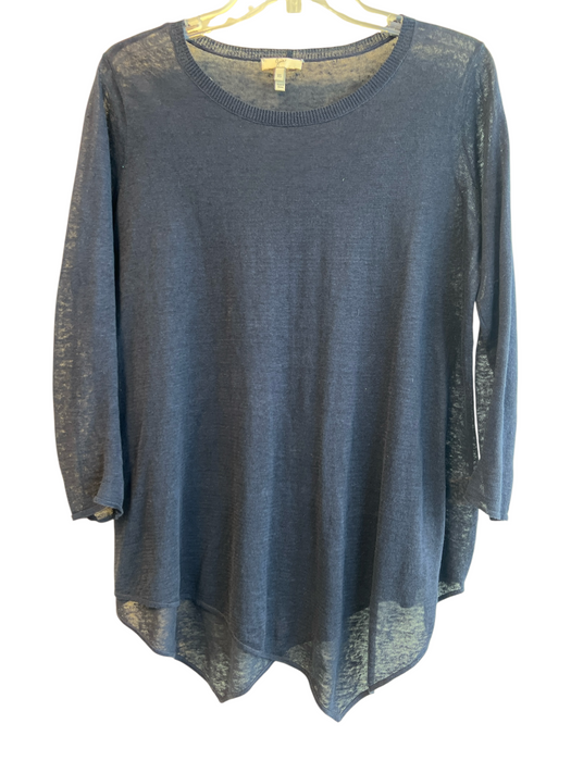 Joie Size XS Navy Linen Boat Neck Long Sleeve Semi Sheer Knit Top Navy / XS