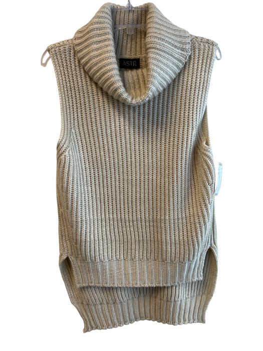 ASTR Size XS Cream Acrylic & Wool Knit Turtle Neck Sleeveless Step Hem Top Cream / XS