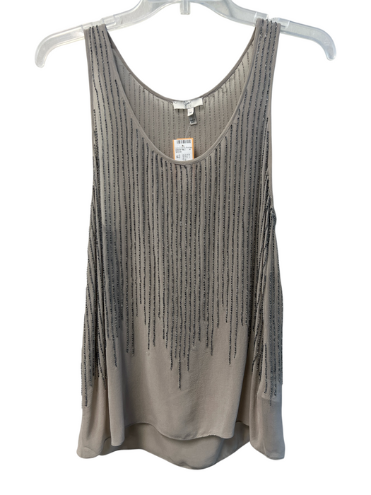 Joie Size M Tan Silk Beaded Scoop Neck Tank Top Tan / M