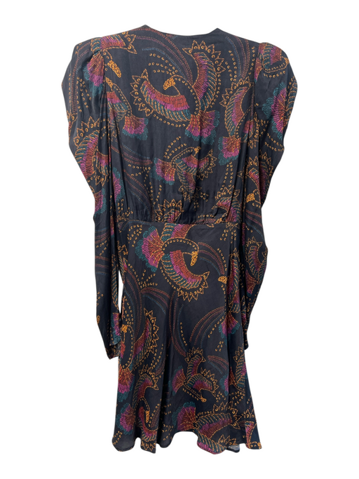 Farm Rio Size S Navy & Multi Viscose V Neck Wrap V Neck Abstract Dress Navy & Multi / S