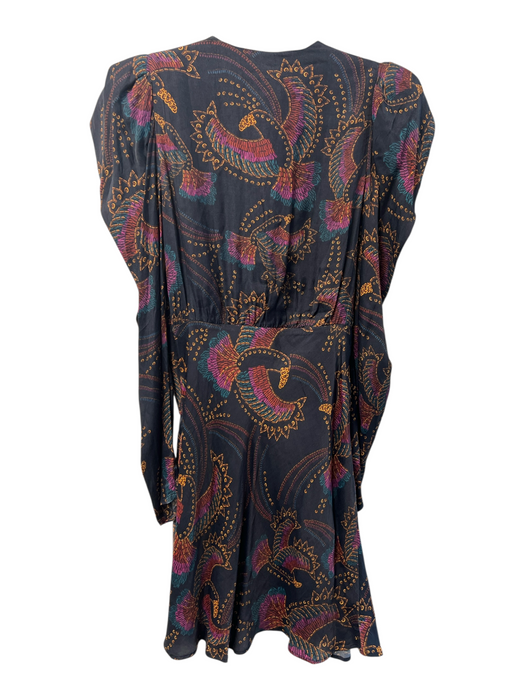 Farm Rio Size S Navy & Multi Viscose V Neck Wrap V Neck Abstract Dress Navy & Multi / S