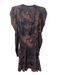 Farm Rio Size S Navy & Multi Viscose V Neck Wrap V Neck Abstract Dress Navy & Multi / S