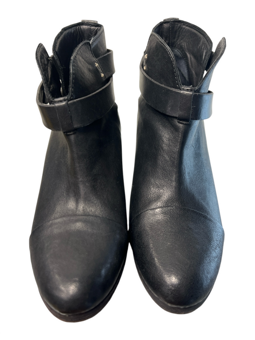 Rag & Bone Shoe Size 39 Black Leather Almond Toe Strap Detail Block Heel Booties Black / 39